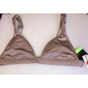 PAC Sun LA Hearts Bronze Strappy Back Triangle Bikini Top Minimalist Chic XL NWT